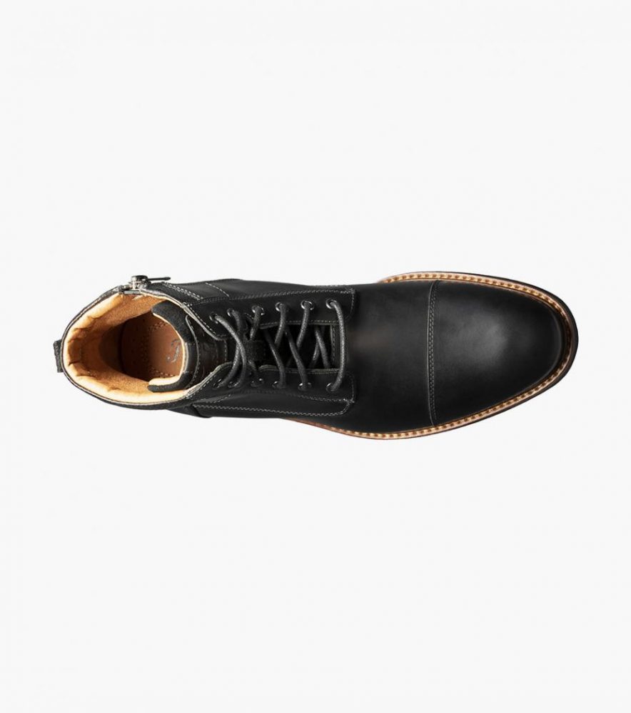 Florsheim Mens Boots | Chalet Cap Toe Lace Boot Black Ch