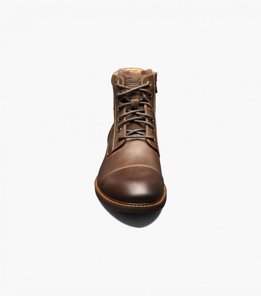 Florsheim Mens Boots | Chalet Cap Toe Lace Boot Brown Ch