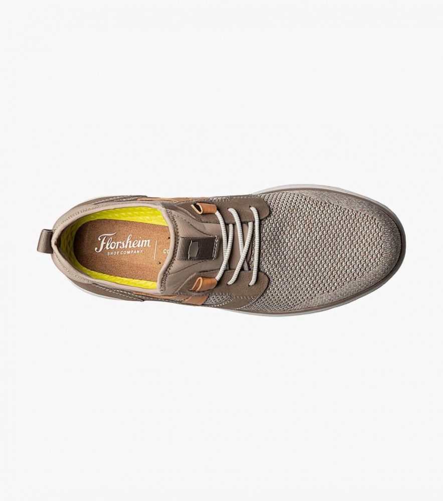 Florsheim Mens Casual | Venture Knit Plain Toe Lace Up Sneaker Mushroom